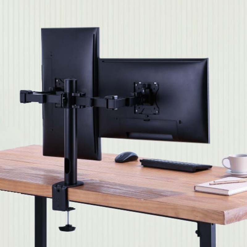 Affordable Steel Height Adjustable Wall Mount Dual Monitor Arm