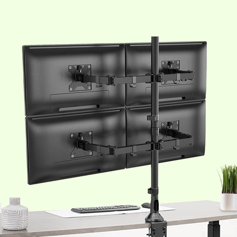Curved Horizontal Rail Adjustable Quad LCD Monitor Stand